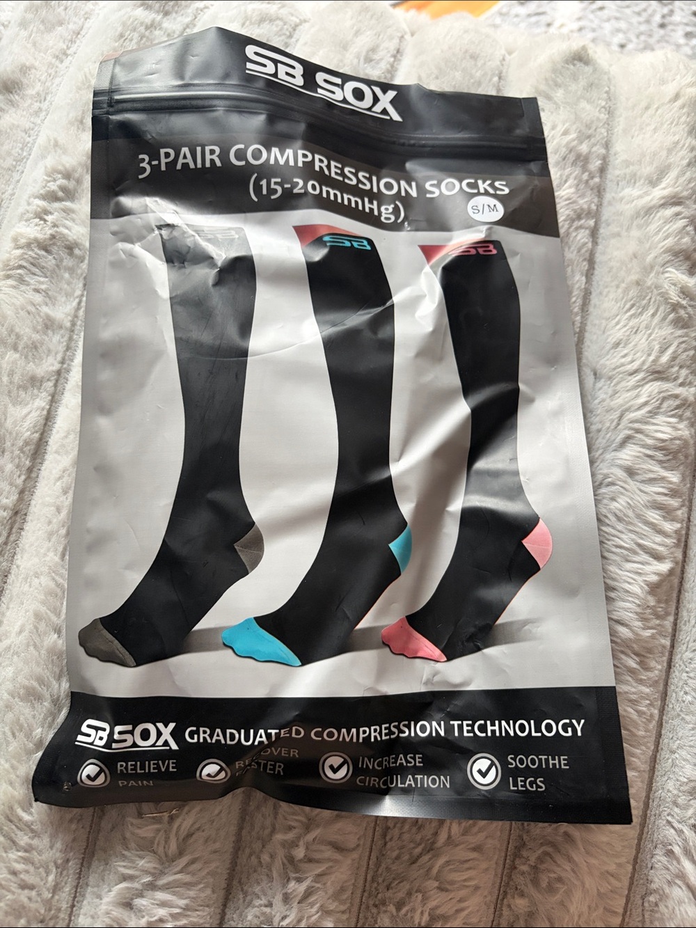 SB Sox Black Compression Socks - Multiple-Pair Pack (15-20 mmHg) - S/M